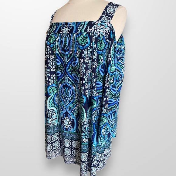 Avenue Woman's Size 26 / 28 Top Shirt Cold Shoulder Stretchy Slinky Flowy - Picture 6 of 7